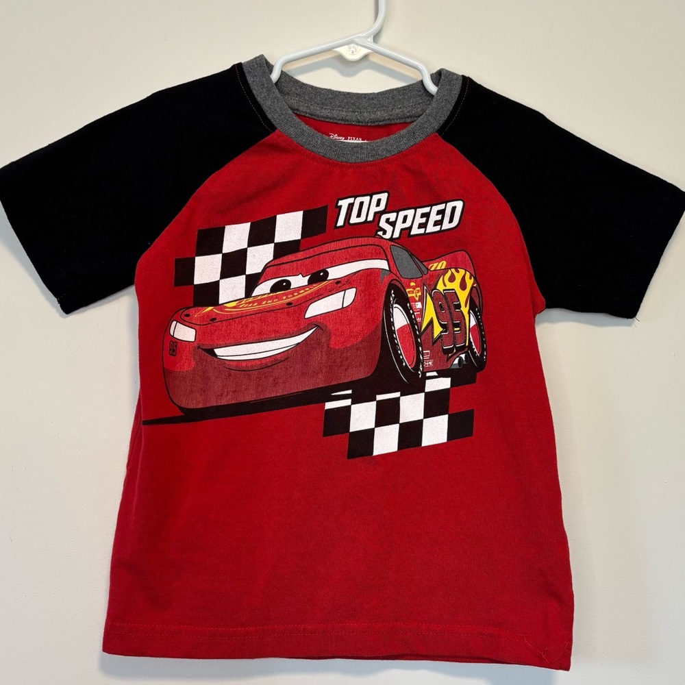 Disney Cars Lightning McQueen Red/Black Short Sleeve T-Shirt Tee Kid 4T